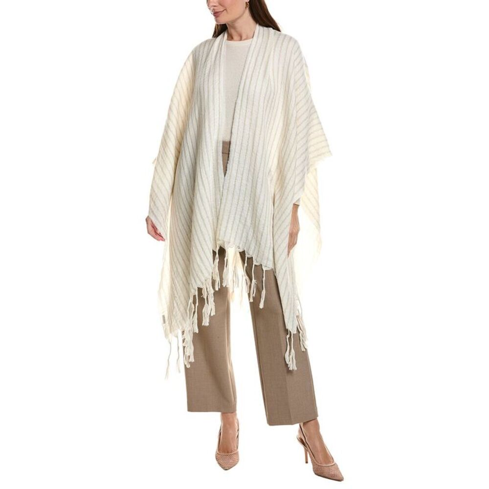 Brunello Cucinelli Wool & Linen-Blend Poncho, Beige